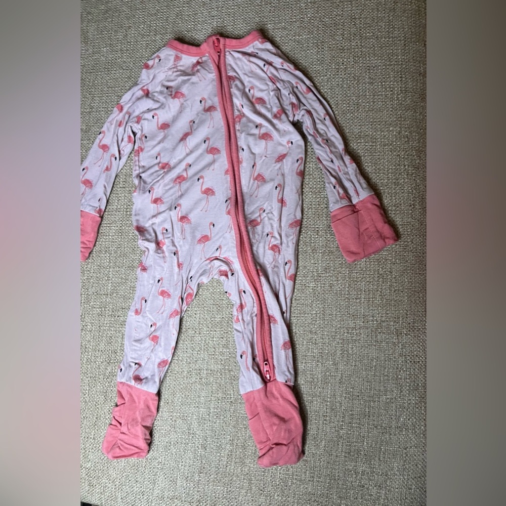 Emerson and Friends Flamingo Bamboo Convertible Romper 0-3 Months